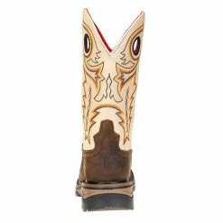 R Watson Boots Men's Chestnut Distressed Buffalo 12in. Ivory Bone Top Square Steel Toe Work Boots 10 R Watson Boots Men's Chestnut Distressed Buffalo 12in. Ivory Bone Top Square Steel Toe Work Boots -Justin Boots Store RW1011ST 3