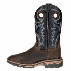 R Watson Boots Men's Coffee Distressed Buffalo 12in. Midnight Black Goat Square Soft Toe Work Boots -Justin Boots Store RW1012 2