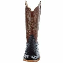 R Watson Boots Men's Black Full Quill Ostrich 13in. Cognac Sinatra Top Boot 9 R Watson Boots Men's Black Full Quill Ostrich 13in. Cognac Sinatra Top Boot -Justin Boots Store RW4510 1 2