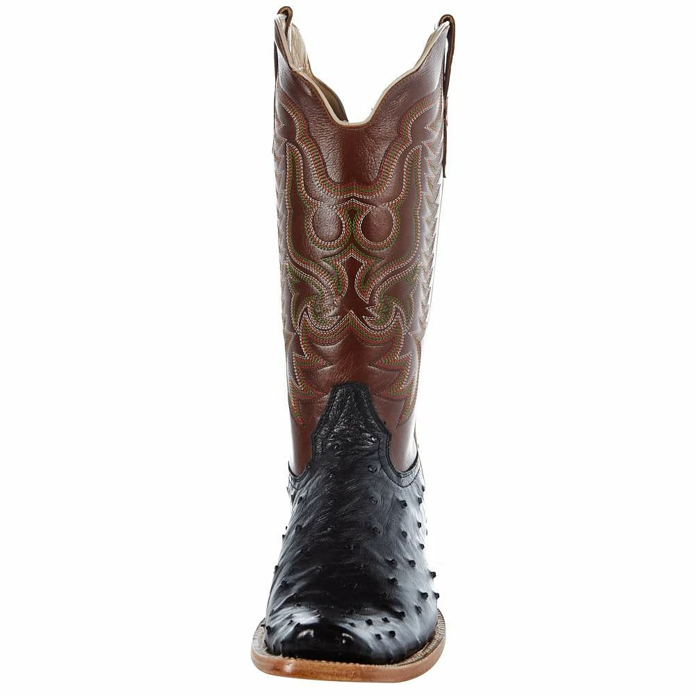 R Watson Boots Men's Black Full Quill Ostrich 13in. Cognac Sinatra Top Boot 5 R Watson Boots Men's Black Full Quill Ostrich 13in. Cognac Sinatra Top Boot - Image 3