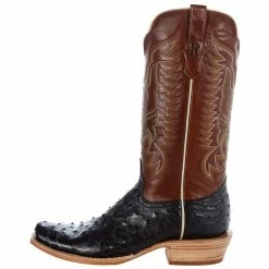 R Watson Boots Men's Black Full Quill Ostrich 13in. Cognac Sinatra Top Boot 10 R Watson Boots Men's Black Full Quill Ostrich 13in. Cognac Sinatra Top Boot -Justin Boots Store RW4510 1 3