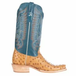 R Watson Boots Men's Antique Saddle Full Quill Ostrich 13in. Royal Blue Goat Top Boots 11 R Watson Boots Men's Antique Saddle Full Quill Ostrich 13in. Royal Blue Goat Top Boots -Justin Boots Store RW4513 1 4