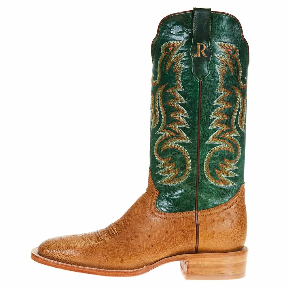 R Watson Boots Men's R Watson Antique Saddle Smooth Ostrich 13in. Forrest Green Top Boot 5 R Watson Boots Men's R Watson Antique Saddle Smooth Ostrich 13in. Forrest Green Top Boot - Image 3