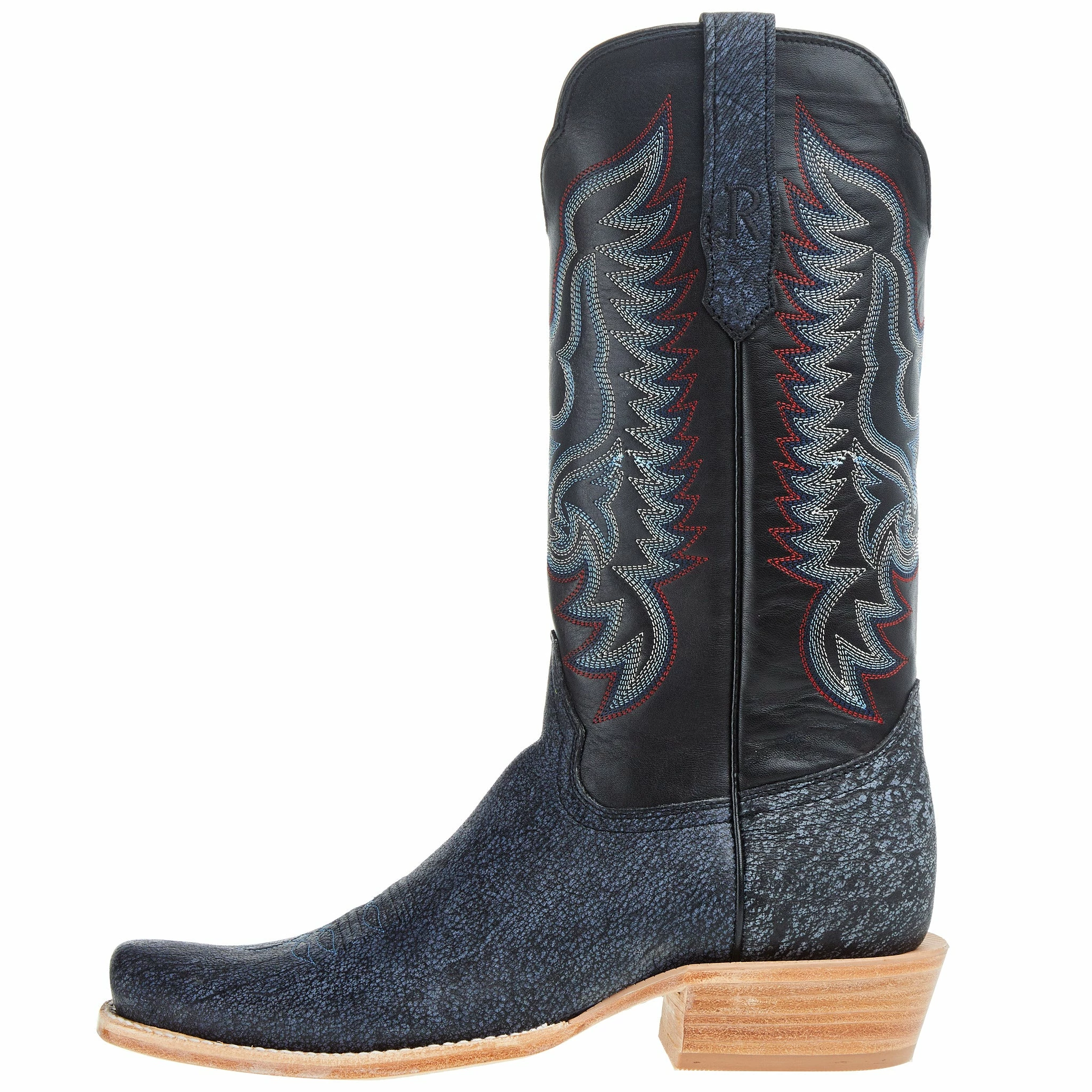 R Watson Boots Men`s Blue Cape Buffalo 13in Midnight Blue Sinatra Cowhide Top Boot 5 R Watson Boots Men`s Blue Cape Buffalo 13in Midnight Blue Sinatra Cowhide Top Boot - Image 3