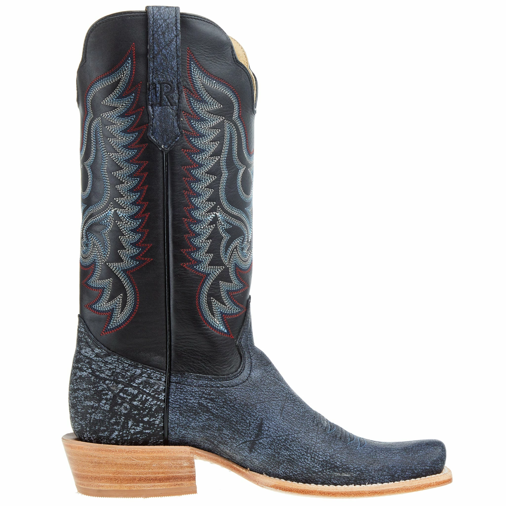 R Watson Boots Men`s Blue Cape Buffalo 13in Midnight Blue Sinatra Cowhide Top Boot 7 R Watson Boots Men`s Blue Cape Buffalo 13in Midnight Blue Sinatra Cowhide Top Boot - Image 5