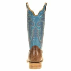 R Watson Boots Men`s Palomino Tan Cowhide 13` Blue Luster Top Square Toe -Justin Boots Store RW8005 2 3