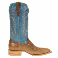 R Watson Boots Men`s Palomino Tan Cowhide 13` Blue Luster Top Square Toe -Justin Boots Store RW8005 2 4
