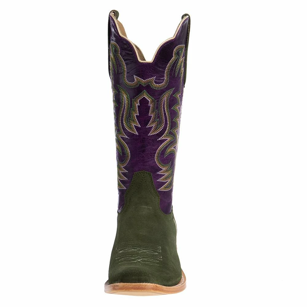 R Watson Boots Men's Forrest Green Roughout 13in. Electric Purple Cowhide Top Cutter Toe Cowboy Boots 4 R Watson Boots Men's Forrest Green Roughout 13in. Electric Purple Cowhide Top Cutter Toe Cowboy Boots - Image 2