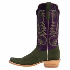 R Watson Boots Men's Forrest Green Roughout 13in. Electric Purple Cowhide Top Cutter Toe Cowboy Boots 9 R Watson Boots Men's Forrest Green Roughout 13in. Electric Purple Cowhide Top Cutter Toe Cowboy Boots -Justin Boots Store RW8204 1 2