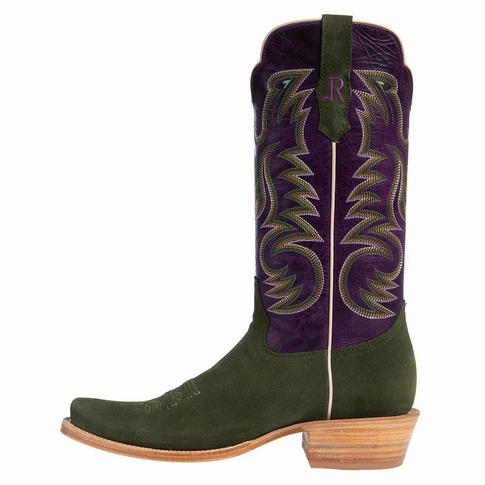 R Watson Boots Men's Forrest Green Roughout 13in. Electric Purple Cowhide Top Cutter Toe Cowboy Boots 5 R Watson Boots Men's Forrest Green Roughout 13in. Electric Purple Cowhide Top Cutter Toe Cowboy Boots - Image 3