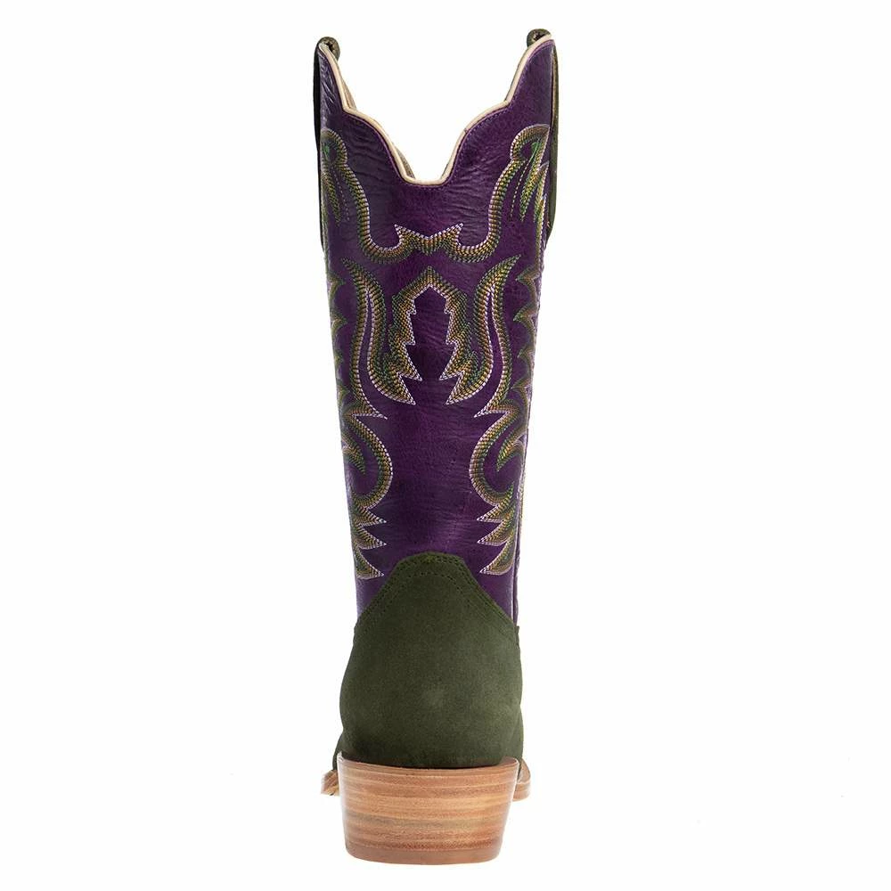 R Watson Boots Men's Forrest Green Roughout 13in. Electric Purple Cowhide Top Cutter Toe Cowboy Boots 6 R Watson Boots Men's Forrest Green Roughout 13in. Electric Purple Cowhide Top Cutter Toe Cowboy Boots - Image 4