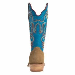 R Watson Boots Men's Sand Roughout 13in. Marine Blue Cowhide Top Cutter Toe Cowboy Boots -Justin Boots Store RW8206 1 3
