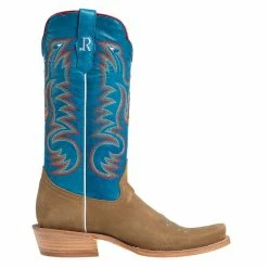 R Watson Boots Men's Sand Roughout 13in. Marine Blue Cowhide Top Cutter Toe Cowboy Boots -Justin Boots Store RW8206 1 4