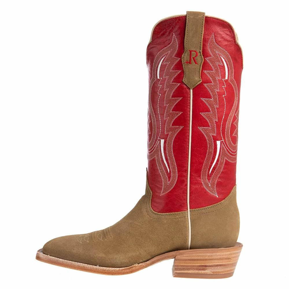 R Watson Boots Men's Sand Roughout 13in. Cherry Red Cowhide Top Square Toe Cowboy Boots 5 R Watson Boots Men's Sand Roughout 13in. Cherry Red Cowhide Top Square Toe Cowboy Boots - Image 3