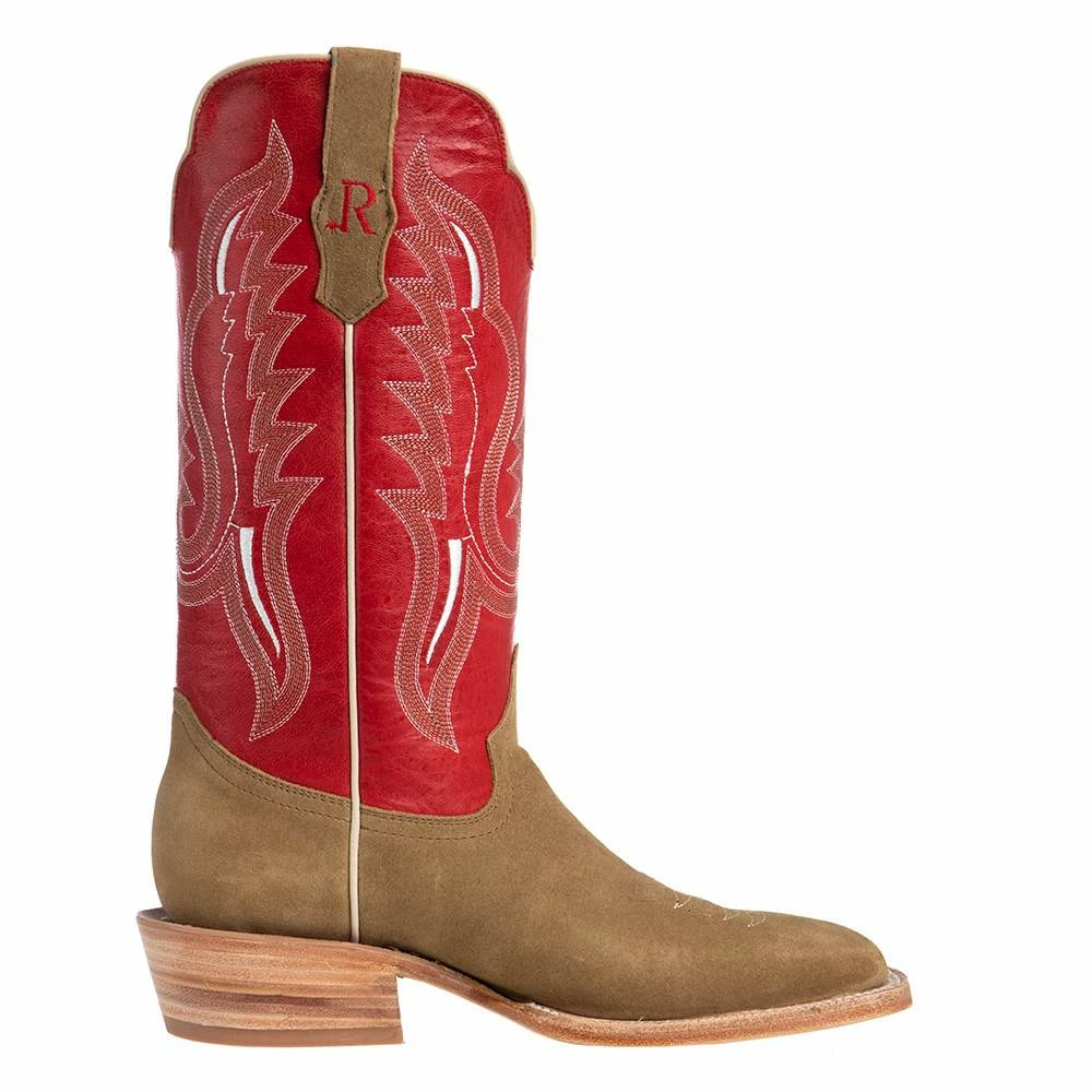 R Watson Boots Men's Sand Roughout 13in. Cherry Red Cowhide Top Square Toe Cowboy Boots 7 R Watson Boots Men's Sand Roughout 13in. Cherry Red Cowhide Top Square Toe Cowboy Boots - Image 5