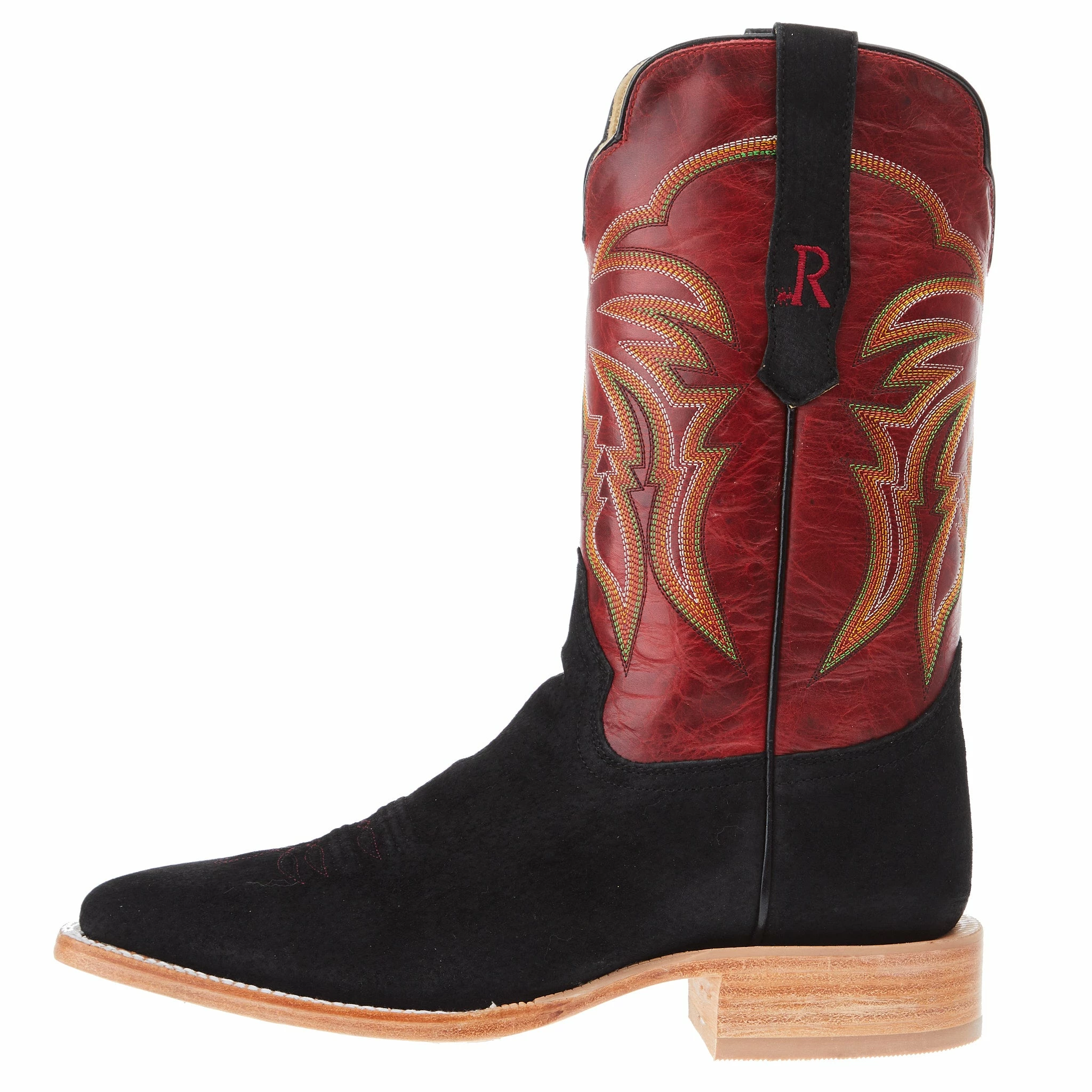 R Watson Boots Men's Black Boar 11in Barn Red Cowhide Top Square Toe Boot 4 R Watson Boots Men's Black Boar 11in Barn Red Cowhide Top Square Toe Boot - Image 2