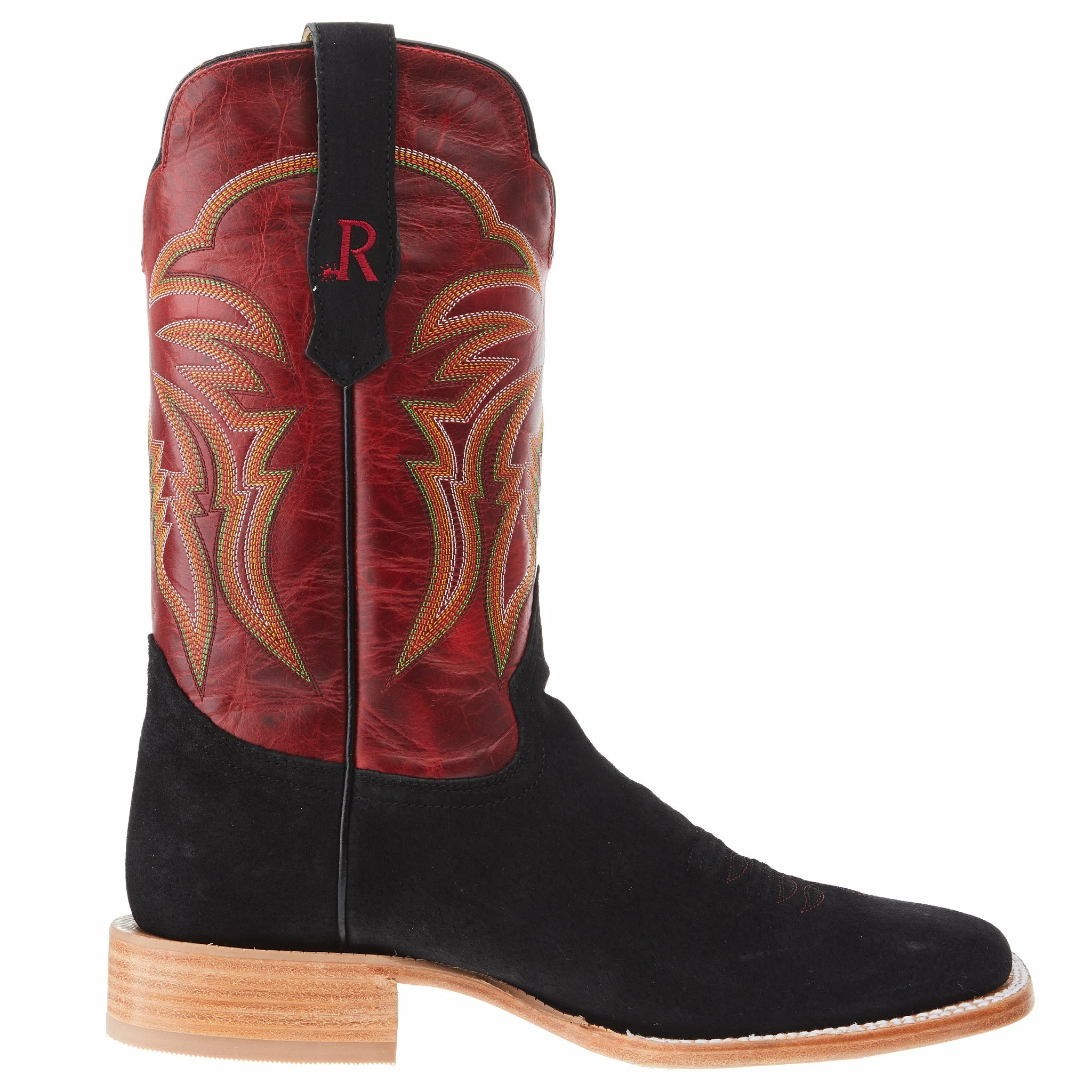 R Watson Boots Men's Black Boar 11in Barn Red Cowhide Top Square Toe Boot 6 R Watson Boots Men's Black Boar 11in Barn Red Cowhide Top Square Toe Boot - Image 4