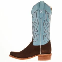 R Watson Boots Women's Chocolate Rough Out 13 In Sky Blue Top Cowgirl Boot 9 R Watson Boots Women's Chocolate Rough Out 13 In Sky Blue Top Cowgirl Boot -Justin Boots Store RWL2022 69 03