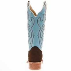 R Watson Boots Women's Chocolate Rough Out 13 In Sky Blue Top Cowgirl Boot 10 R Watson Boots Women's Chocolate Rough Out 13 In Sky Blue Top Cowgirl Boot -Justin Boots Store RWL2022 69 04