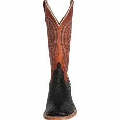 Anderson Bean Men's Black Full Quill Ostrich Rust Cowboy Boots 10 Anderson Bean Men's Black Full Quill Ostrich Rust Cowboy Boots -Justin Boots Store S1098 front