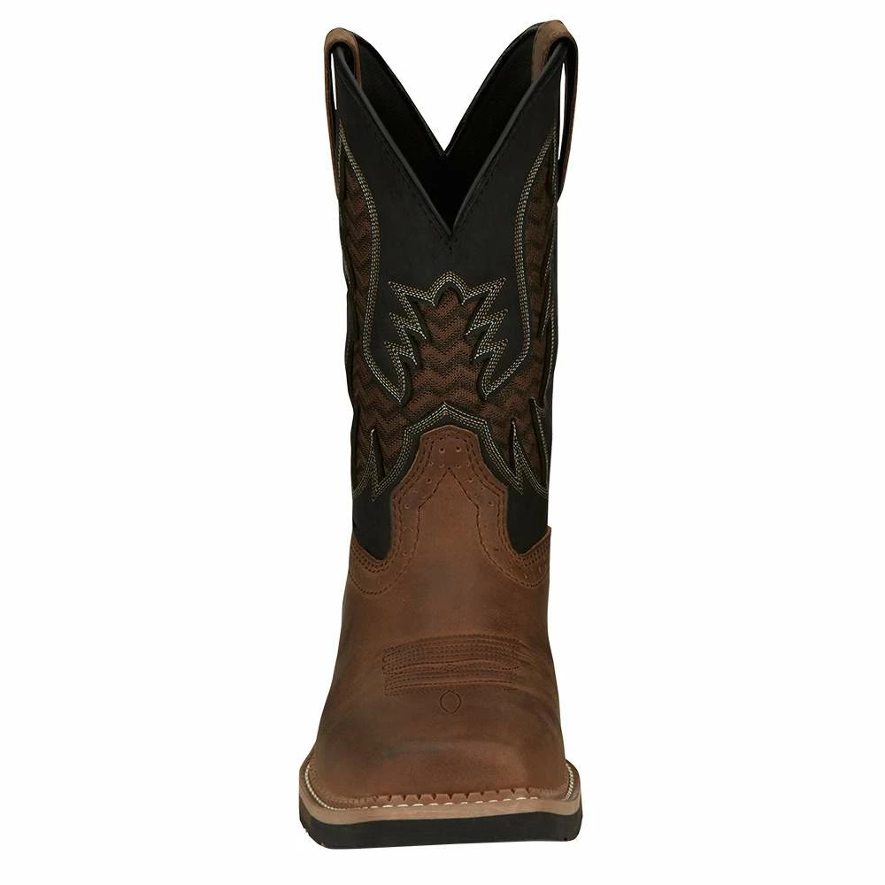 Justin Boots Men`s Stampede Bolt Pecan Water Buffalo 11` Black Water Buffalo Soft Toe 4 Justin Boots Men`s Stampede Bolt Pecan Water Buffalo 11` Black Water Buffalo Soft Toe - Image 2