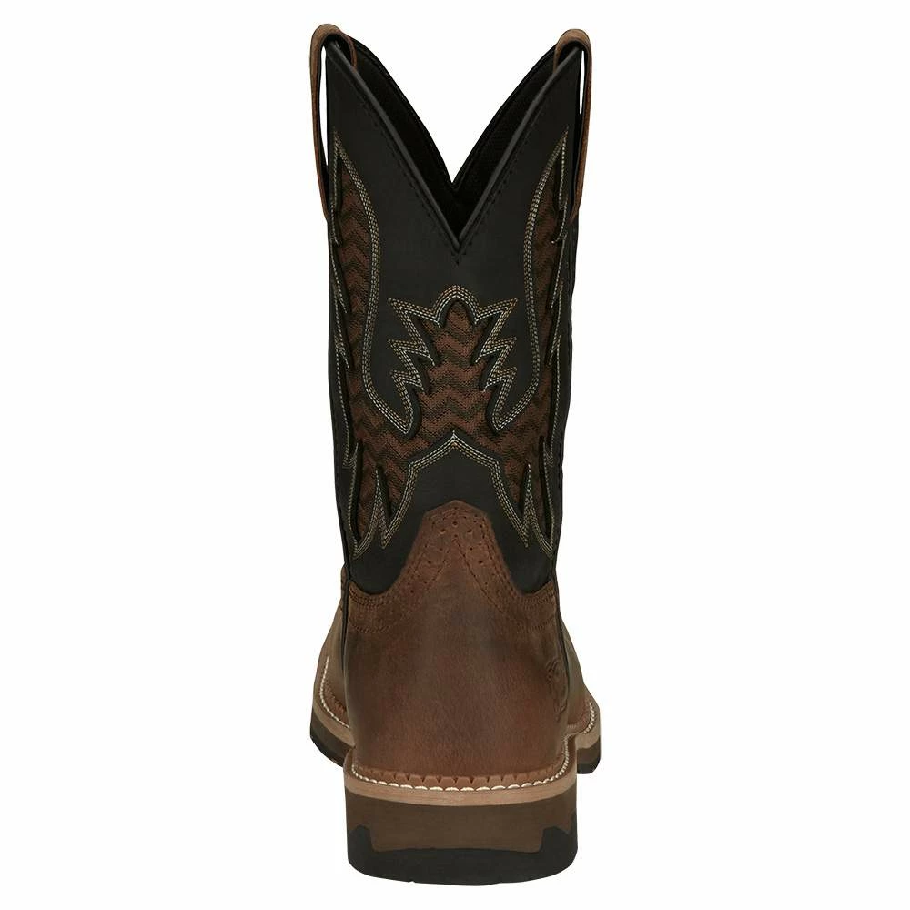 Justin Boots Men`s Stampede Bolt Pecan Water Buffalo 11` Black Water Buffalo Soft Toe 6 Justin Boots Men`s Stampede Bolt Pecan Water Buffalo 11` Black Water Buffalo Soft Toe - Image 4
