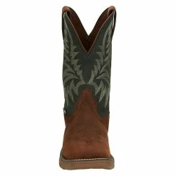 Alternative view of Justin Boots Men's Pecan Brown Water Buffalo 11 Forest Green Top Work Boot