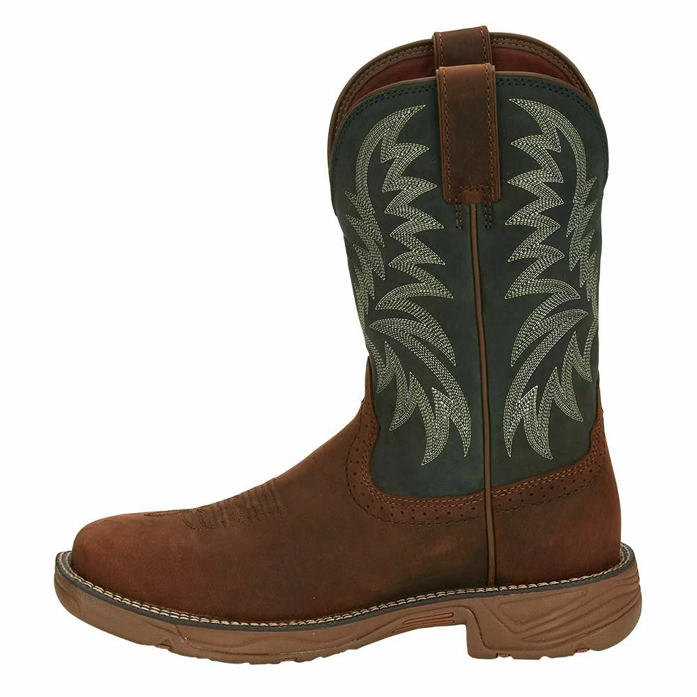 Justin Boots Men's Pecan Brown Water Buffalo 11 Forest Green Top Work Boot 5 Justin Boots Men's Pecan Brown Water Buffalo 11 Forest Green Top Work Boot - Image 3