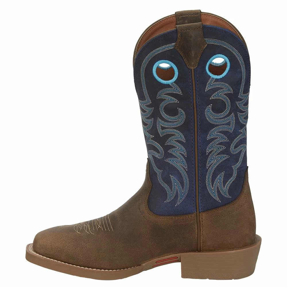 Justin Boots Men's Stampede Peanut Tan 12in Yale Blue Top Square Toe Boot 5 Justin Boots Men's Stampede Peanut Tan 12in Yale Blue Top Square Toe Boot - Image 3