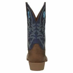 Justin Boots Men's Stampede Peanut Tan 12in Yale Blue Top Square Toe Boot 10 Justin Boots Men's Stampede Peanut Tan 12in Yale Blue Top Square Toe Boot -Justin Boots Store SE7611 4