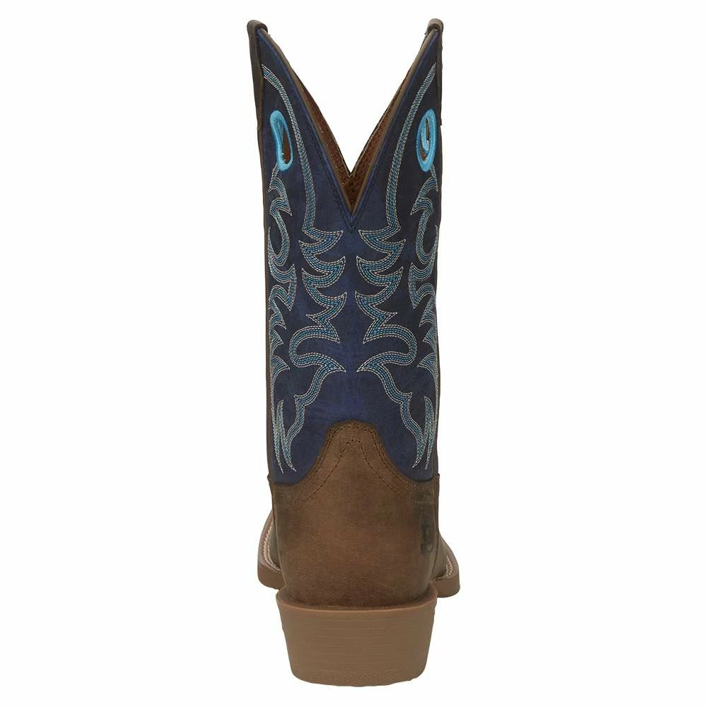 Justin Boots Men's Stampede Peanut Tan 12in Yale Blue Top Square Toe Boot 6 Justin Boots Men's Stampede Peanut Tan 12in Yale Blue Top Square Toe Boot - Image 4