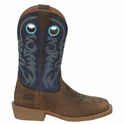 Justin Boots Men's Stampede Peanut Tan 12in Yale Blue Top Square Toe Boot 11 Justin Boots Men's Stampede Peanut Tan 12in Yale Blue Top Square Toe Boot -Justin Boots Store SE7611 5