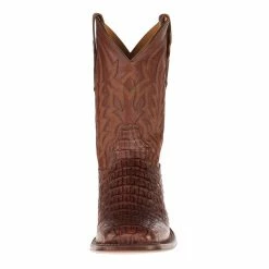 Tony Lama Men's Cognac Horn Back Caiman Square Toe Cowboy Boots -Justin Boots Store TL5204 1