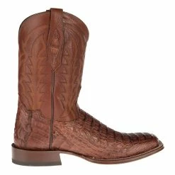 Tony Lama Men's Cognac Horn Back Caiman Square Toe Cowboy Boots -Justin Boots Store TL5204 4