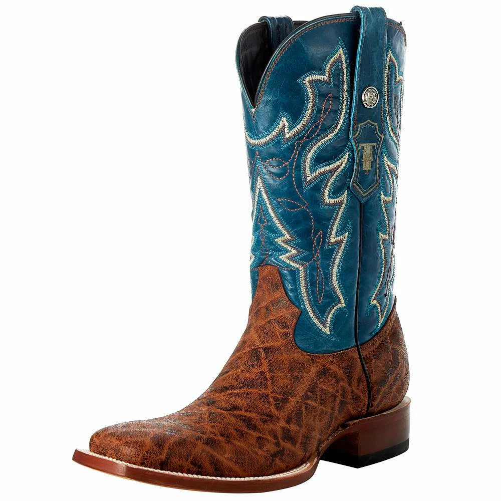 Tanner Mark Boots Men's Classic Matte Cognac Elephant 12in. Volcano Azul Top Boot 4 Tanner Mark Boots Men's Classic Matte Cognac Elephant 12in. Volcano Azul Top Boot - Image 2