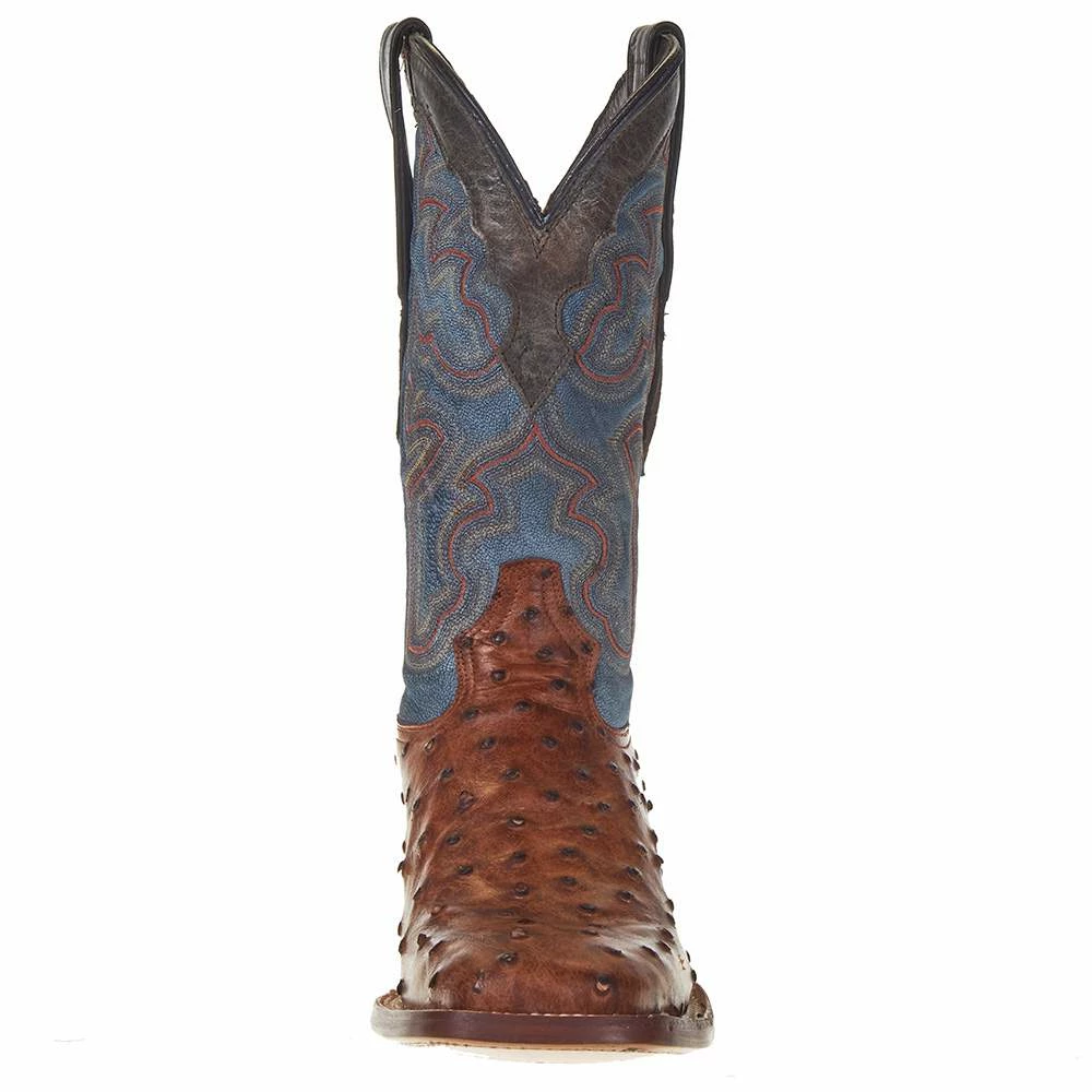 Tanner Mark Boots Men's Rustic Cognac FQ Ostrich Print 12in. Mt Blue Top Square Toe Boot 4 Tanner Mark Boots Men's Rustic Cognac FQ Ostrich Print 12in. Mt Blue Top Square Toe Boot - Image 2