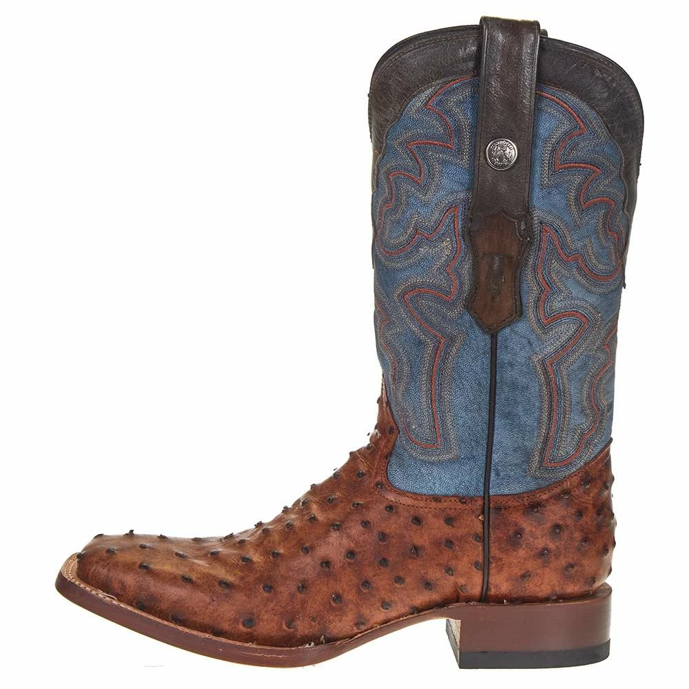 Tanner Mark Boots Men's Rustic Cognac FQ Ostrich Print 12in. Mt Blue Top Square Toe Boot 5 Tanner Mark Boots Men's Rustic Cognac FQ Ostrich Print 12in. Mt Blue Top Square Toe Boot - Image 3