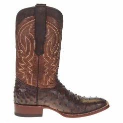 Tanner Mark Boots Men's Tanner Mark Rustic Brown FQ Ostrich Print 12in. Italo Orix Top Square Toe Boot 11 Tanner Mark Boots Men's Tanner Mark Rustic Brown FQ Ostrich Print 12in. Italo Orix Top Square Toe Boot -Justin Boots Store TM205525 4
