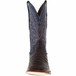 Alternative view of Tanner Mark Boots Men's Matte Brown Caiman Belly 12in Volcano Blue Top Sq Toe Boot