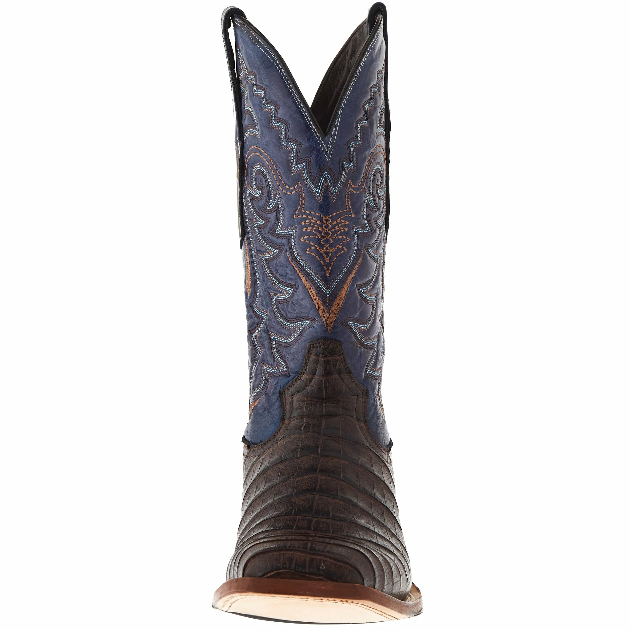 Tanner Mark Boots Men's Matte Brown Caiman Belly 12in Volcano Blue Top Sq Toe Boot 4 Tanner Mark Boots Men's Matte Brown Caiman Belly 12in Volcano Blue Top Sq Toe Boot - Image 2