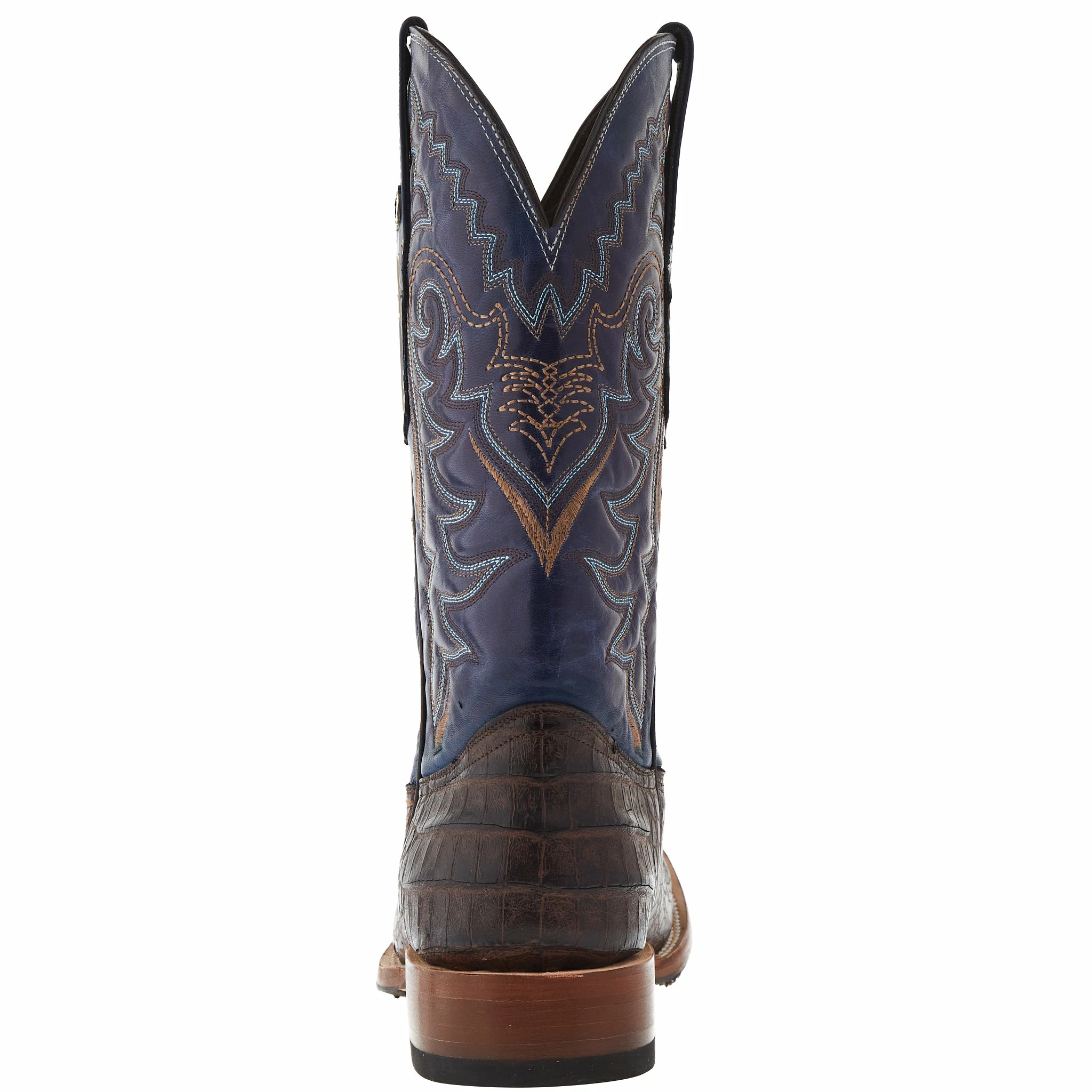 Tanner Mark Boots Men's Matte Brown Caiman Belly 12in Volcano Blue Top Sq Toe Boot 6 Tanner Mark Boots Men's Matte Brown Caiman Belly 12in Volcano Blue Top Sq Toe Boot - Image 4
