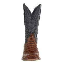 Alternative view of Tanner Mark Boots Men`s Matte Cognac Caiman Belly 12` Kabul Black Top Square Toe Boot