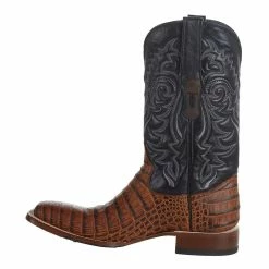Tanner Mark Boots Men`s Matte Cognac Caiman Belly 12` Kabul Black Top Square Toe Boot 9 Tanner Mark Boots Men`s Matte Cognac Caiman Belly 12` Kabul Black Top Square Toe Boot -Justin Boots Store TM207031 3