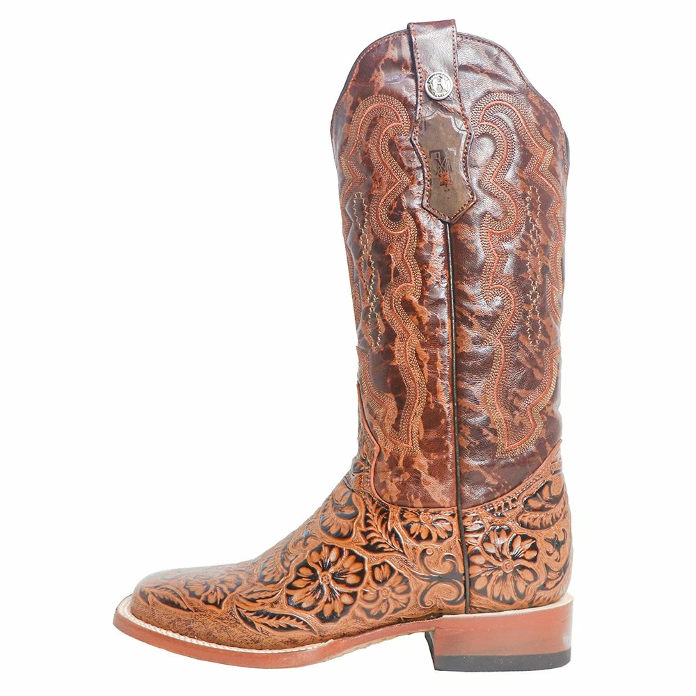 Tanner Mark Boots Women's Embossed Floral Hand Tool In Classic Cognac Cowgirl Boot 4 Tanner Mark Boots Women's Embossed Floral Hand Tool In Classic Cognac Cowgirl Boot - Image 2