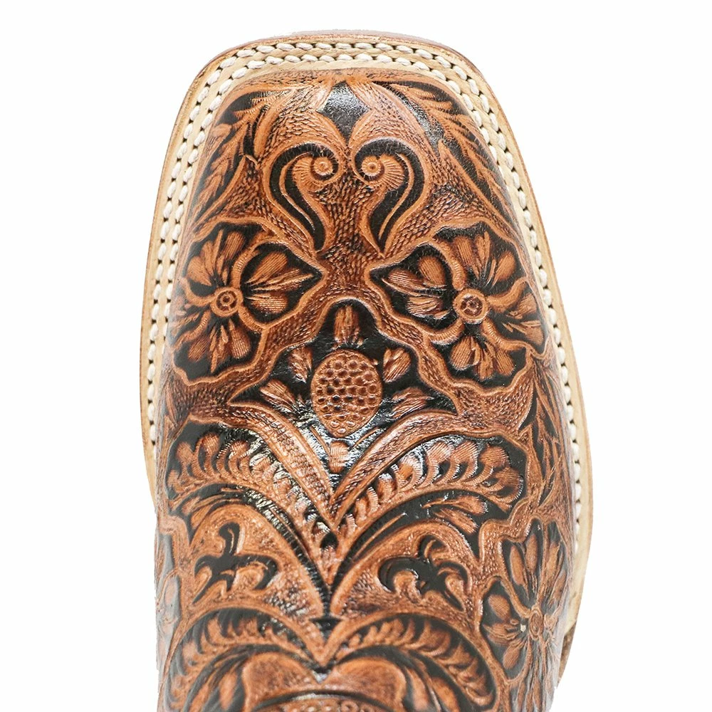Tanner Mark Boots Women's Embossed Floral Hand Tool In Classic Cognac Cowgirl Boot 5 Tanner Mark Boots Women's Embossed Floral Hand Tool In Classic Cognac Cowgirl Boot - Image 3