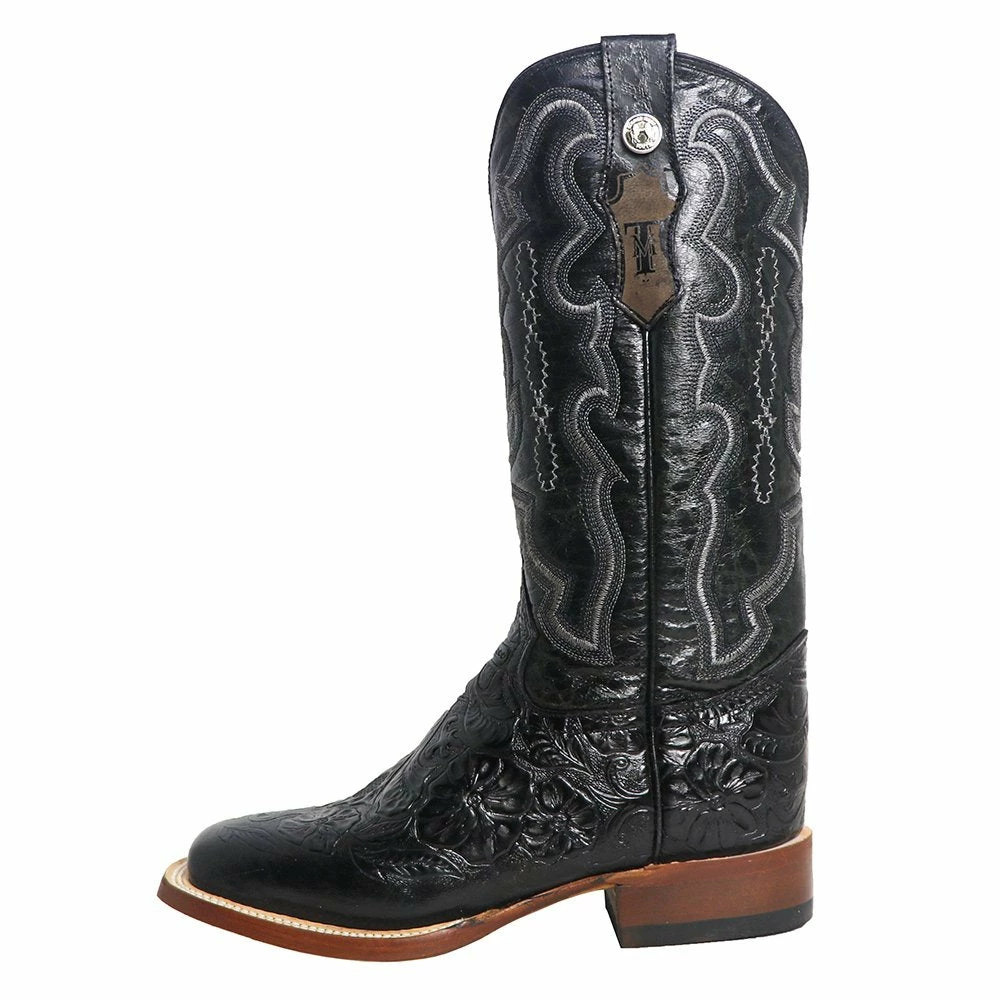 Tanner Mark Boots Women's Embossed Floral Hand Tool In Midnight Black Cowgirl Boots 4 Tanner Mark Boots Women's Embossed Floral Hand Tool In Midnight Black Cowgirl Boots - Image 2