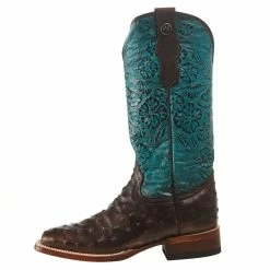 Tanner Mark Boots Women's Nicotine Ostrich Turquoise Top Cowgirl Boot 9 Tanner Mark Boots Women's Nicotine Ostrich Turquoise Top Cowgirl Boot -Justin Boots Store TML207059 3