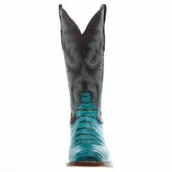 Tanner Mark Boots Womens Caiman Belly Print 13 In Turquoise/Tobacco Top Cowgirl Boot -Justin Boots Store TML207070 02