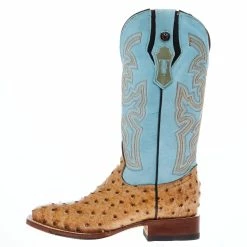 Tanner Mark Boots Womens Ostrich Print 13 In Palermo Blue Top Cowgirl Boot -Justin Boots Store TML207101 03
