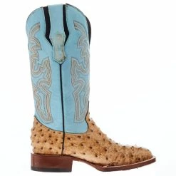 Tanner Mark Boots Womens Ostrich Print 13 In Palermo Blue Top Cowgirl Boot -Justin Boots Store TML207101 05